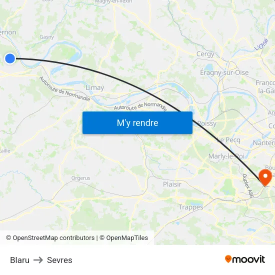 Blaru to Sevres map