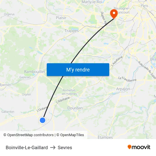 Boinville-Le-Gaillard to Sevres map