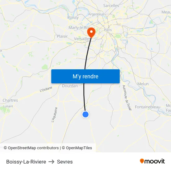 Boissy-La-Riviere to Sevres map