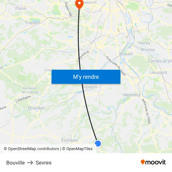 Bouville to Sevres map