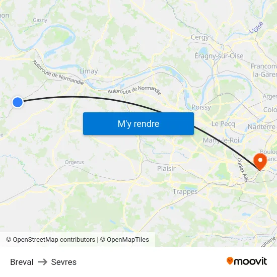Breval to Sevres map