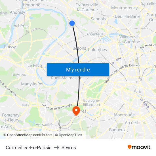 Cormeilles-En-Parisis to Sevres map