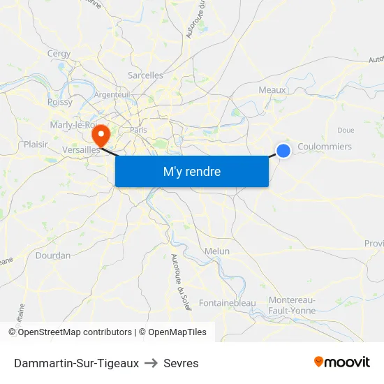 Dammartin-Sur-Tigeaux to Sevres map