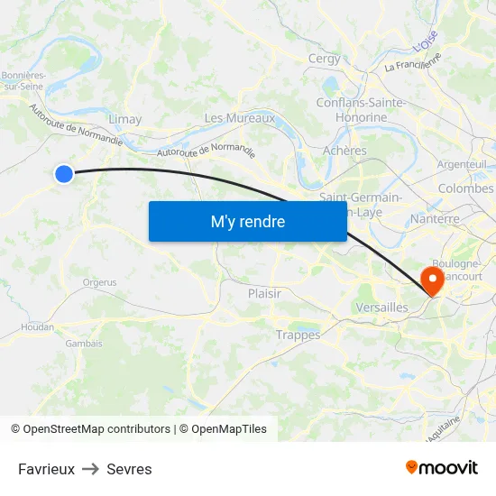 Favrieux to Sevres map