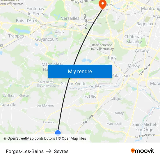 Forges-Les-Bains to Sevres map