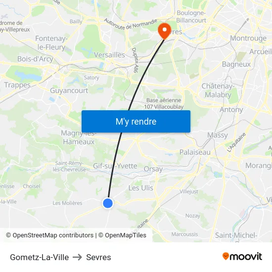 Gometz-La-Ville to Sevres map