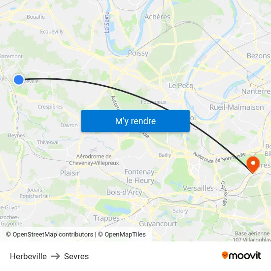 Herbeville to Sevres map