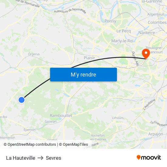 La Hauteville to Sevres map