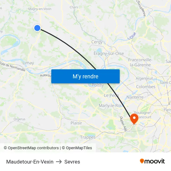 Maudetour-En-Vexin to Sevres map