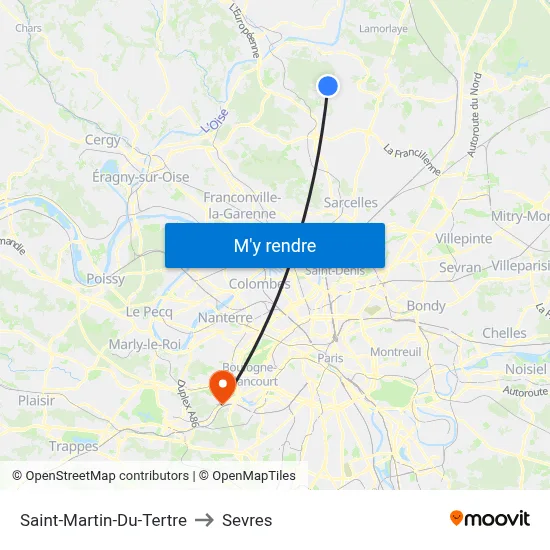 Saint-Martin-Du-Tertre to Sevres map