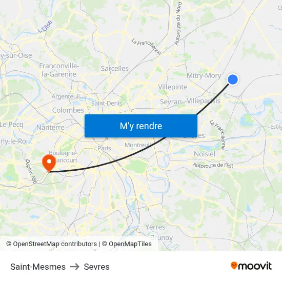 Saint-Mesmes to Sevres map