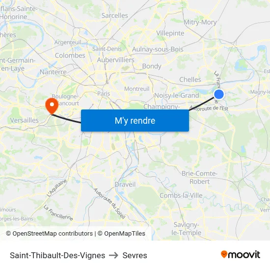 Saint-Thibault-Des-Vignes to Sevres map