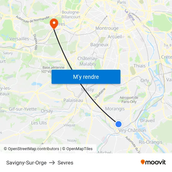 Savigny-Sur-Orge to Sevres map