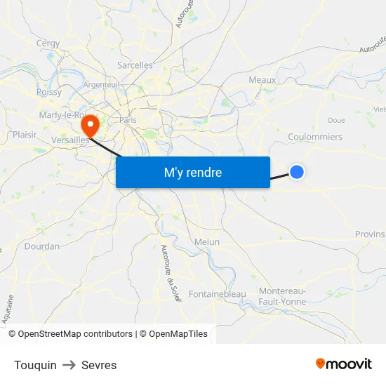 Touquin to Sevres map