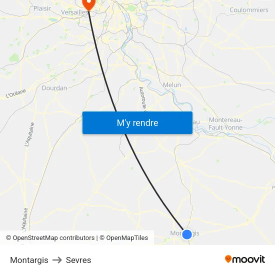 Montargis to Sevres map