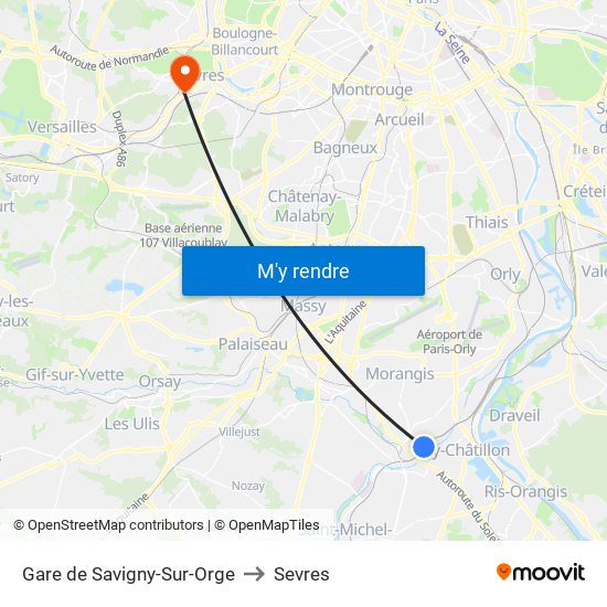 Gare de Savigny-Sur-Orge to Sevres map