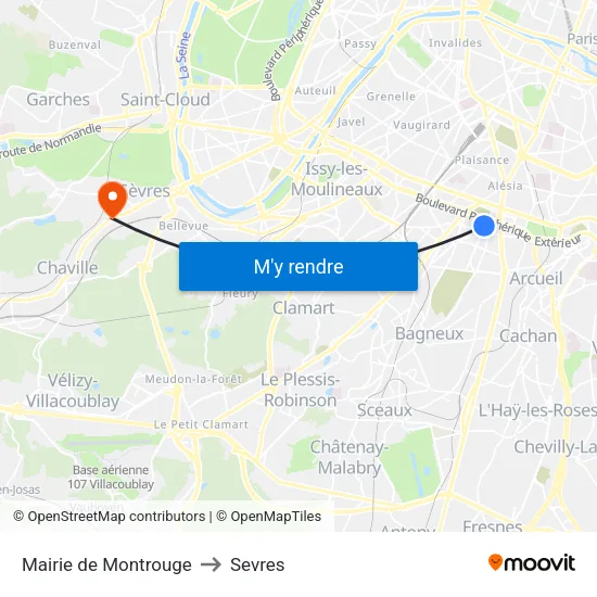Mairie de Montrouge to Sevres map