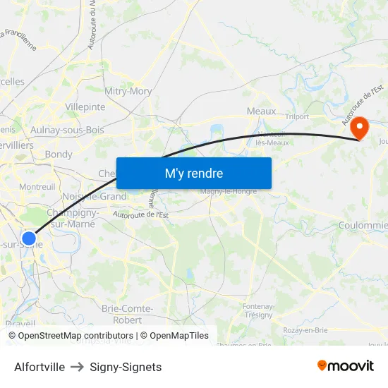 Alfortville to Signy-Signets map