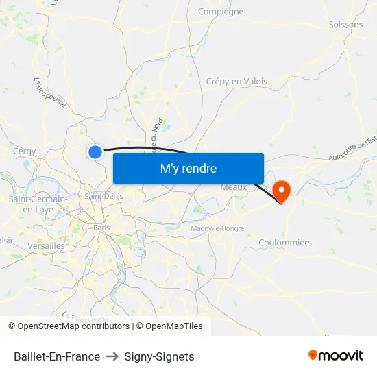 Baillet-En-France to Signy-Signets map