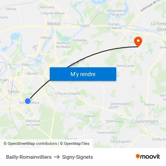 Bailly-Romainvilliers to Signy-Signets map