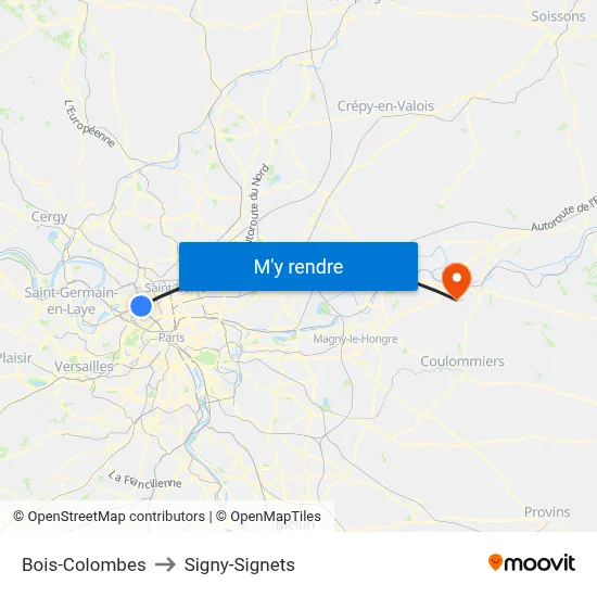 Bois-Colombes to Signy-Signets map