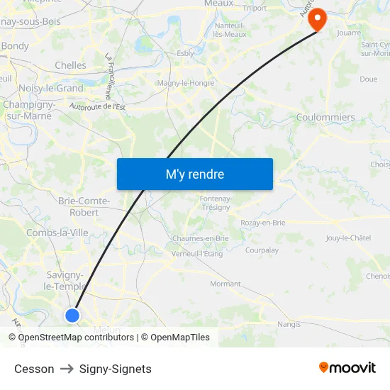 Cesson to Signy-Signets map