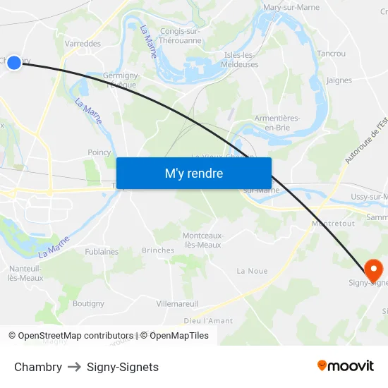 Chambry to Signy-Signets map