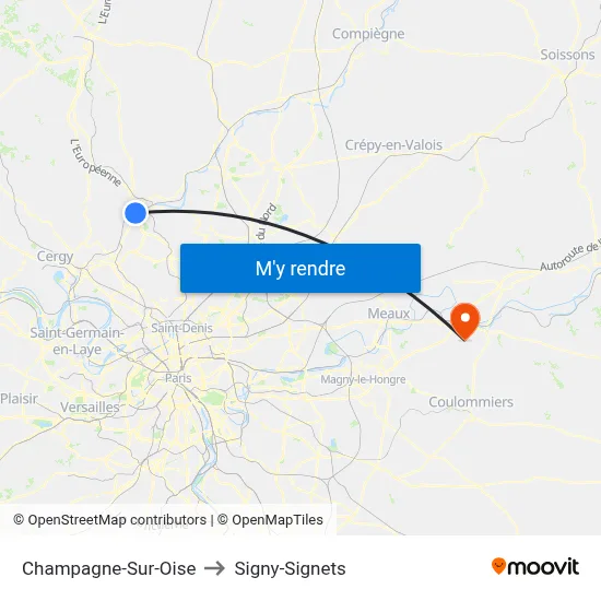 Champagne-Sur-Oise to Signy-Signets map