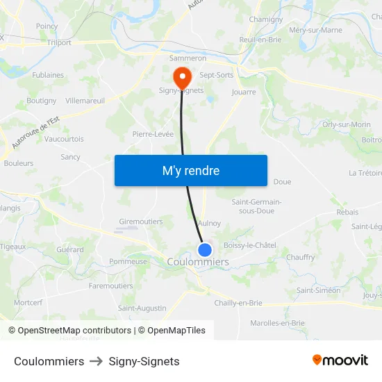 Coulommiers to Signy-Signets map