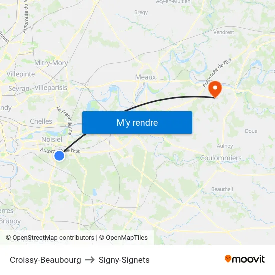 Croissy-Beaubourg to Signy-Signets map