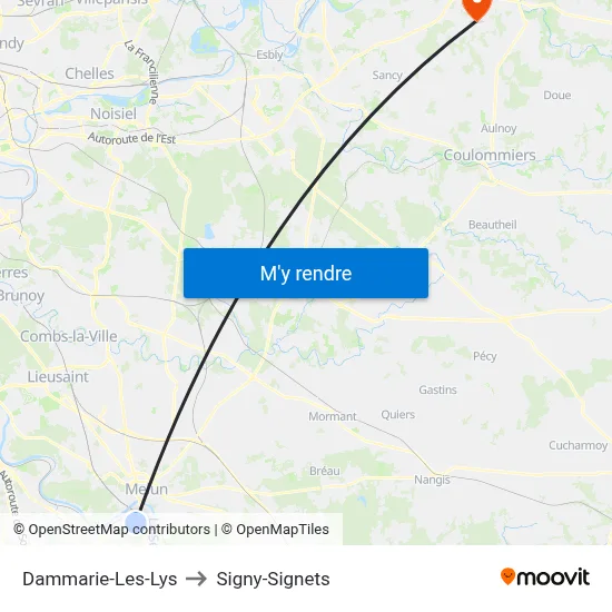 Dammarie-Les-Lys to Signy-Signets map