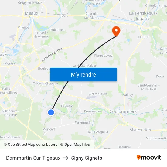Dammartin-Sur-Tigeaux to Signy-Signets map
