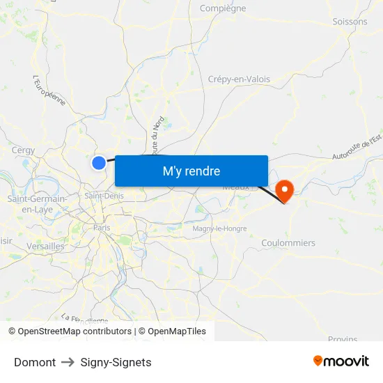 Domont to Signy-Signets map