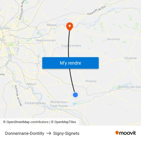Donnemarie-Dontilly to Signy-Signets map