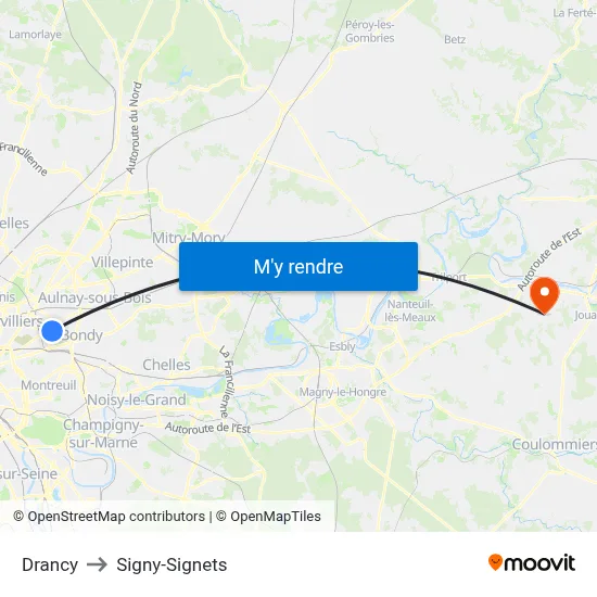 Drancy to Signy-Signets map