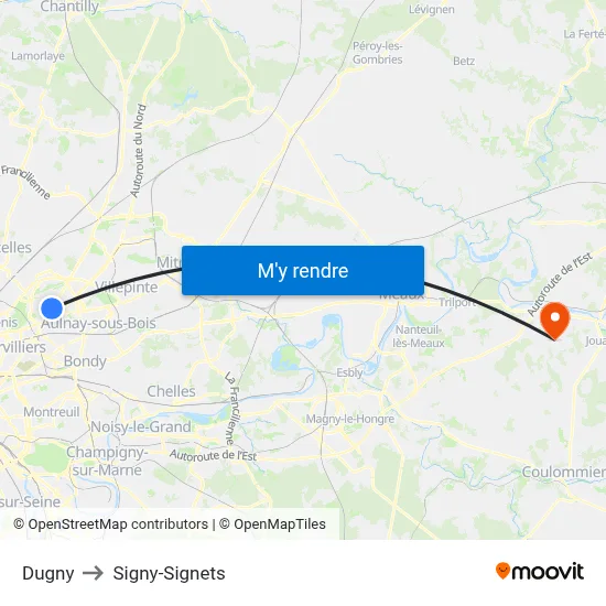 Dugny to Signy-Signets map