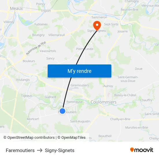 Faremoutiers to Signy-Signets map