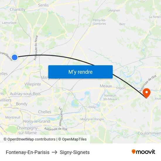 Fontenay-En-Parisis to Signy-Signets map