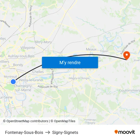 Fontenay-Sous-Bois to Signy-Signets map