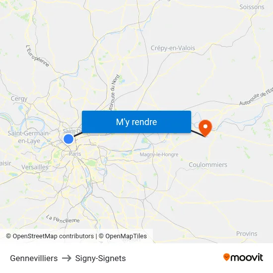 Gennevilliers to Signy-Signets map
