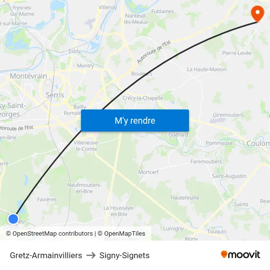 Gretz-Armainvilliers to Signy-Signets map