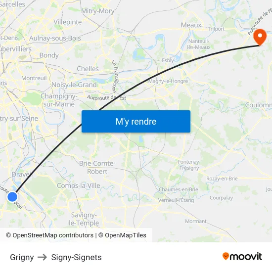 Grigny to Signy-Signets map