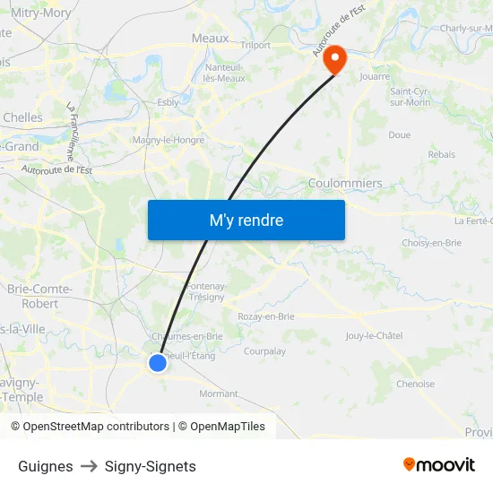 Guignes to Signy-Signets map