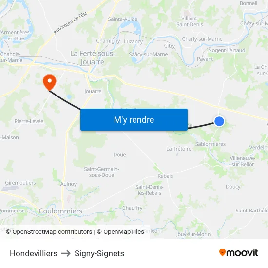 Hondevilliers to Signy-Signets map