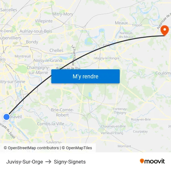 Juvisy-Sur-Orge to Signy-Signets map