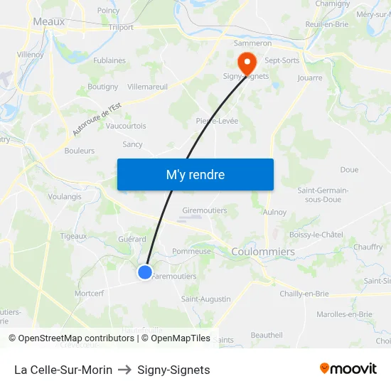 La Celle-Sur-Morin to Signy-Signets map