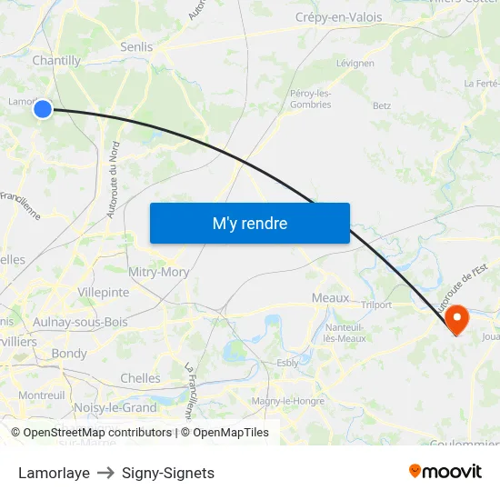 Lamorlaye to Signy-Signets map