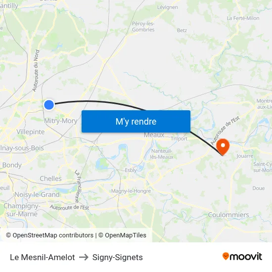 Le Mesnil-Amelot to Signy-Signets map