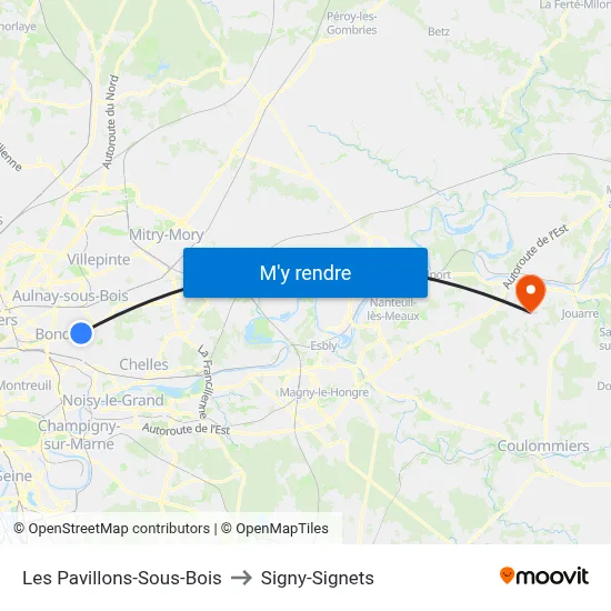 Les Pavillons-Sous-Bois to Signy-Signets map
