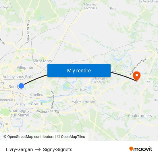 Livry-Gargan to Signy-Signets map
